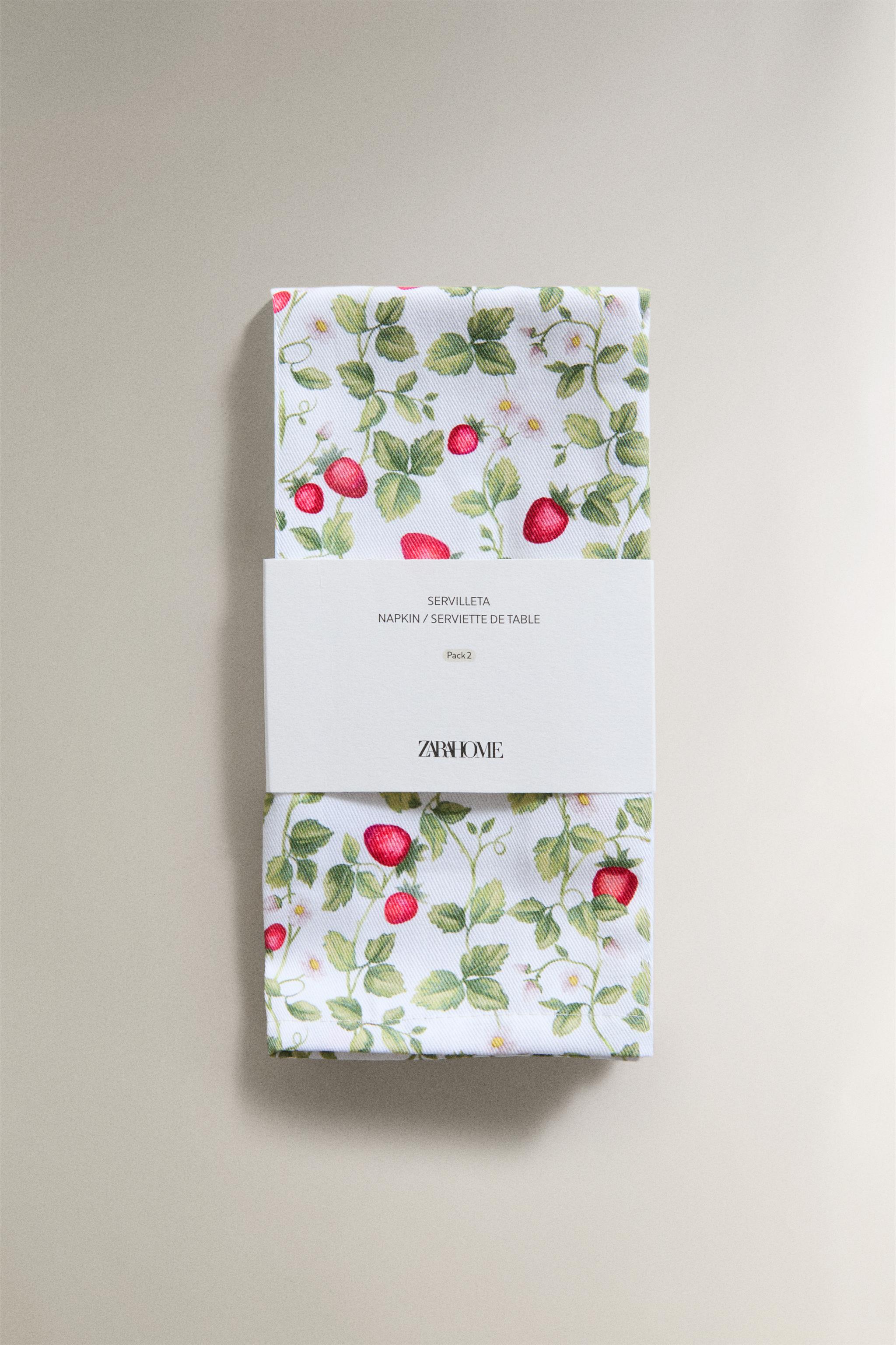 PACK SERVIETTES DE TABLE FRAISES (LOT DE 2)